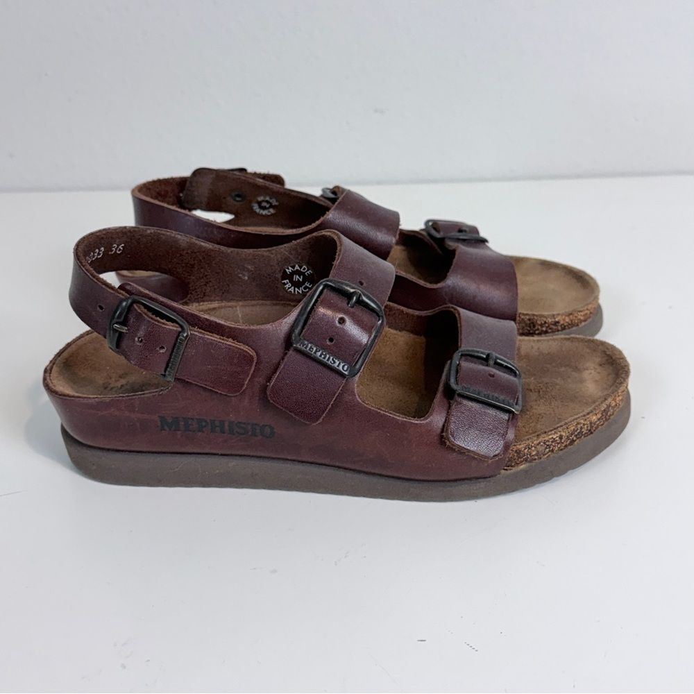 Mephisto Hetty Brown Leather Sandals 6/36